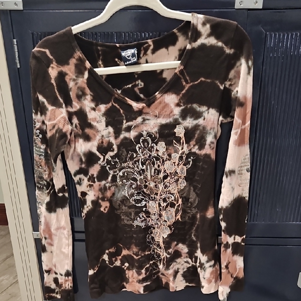 Stylish Black and Pink Tie-Dye Blouse